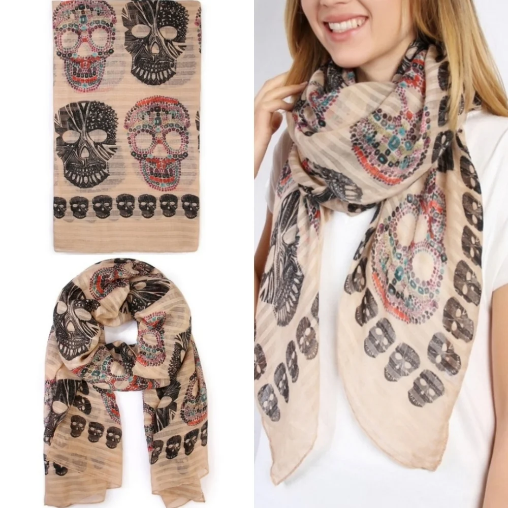 ๐ค Bohemian Sugar Skull Scarf ๐ค - Picture 1 of 8